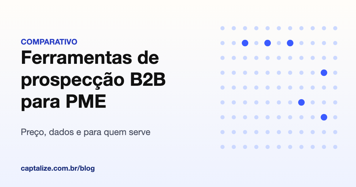 Cinco colunas lado a lado representando cinco ferramentas de prospecção, com a primeira destacada em azul