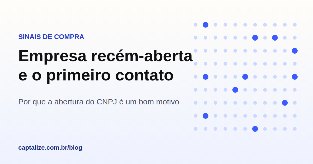 Linha do tempo com um ponto azul marcando a abertura do CNPJ e o primeiro contato logo depois